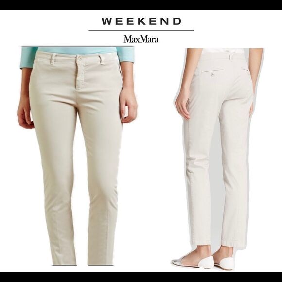 WEEKEND Max Mara Chino Audrey tan beige taupe pants size 8 - Picture 15 of 15